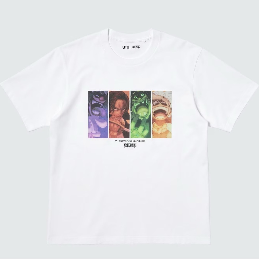 Uniqlo One Piece The New Four Emperors White Graphic Tee T-Shirt size M NEW